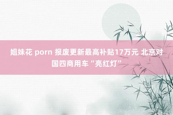 姐妹花 porn 报废更新最高补贴17万元 北京对国四商用车“亮红灯”